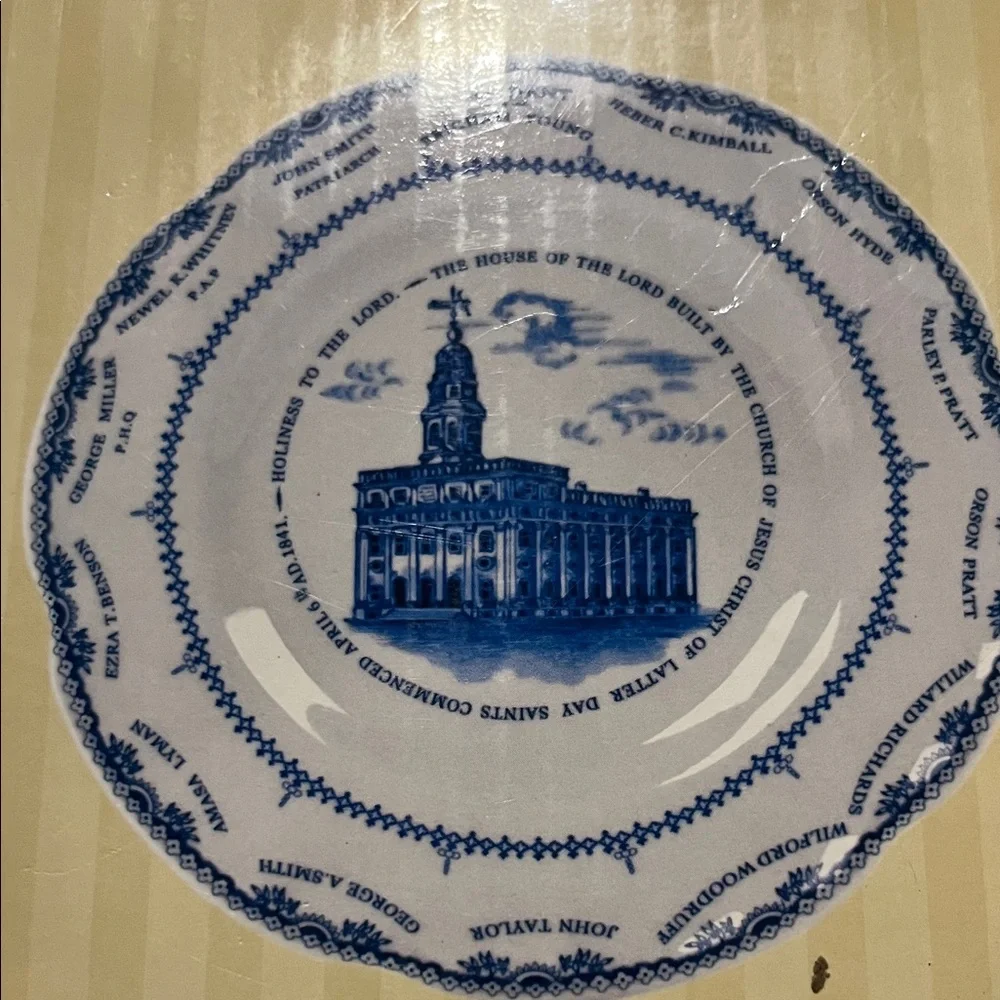 Blue and White Temple Decorative Plate